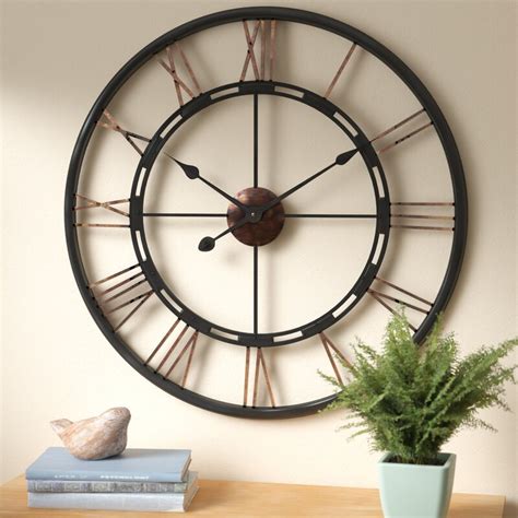 August Grove Drew Oversized Metal Wall Clock And Reviews Wayfair