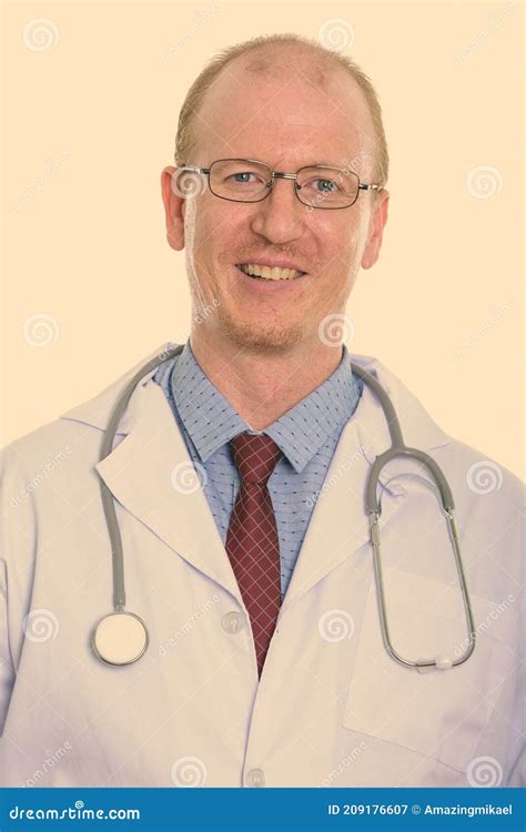 Studio Shot Of Happy Man Doctor Smiling Stock Image Image Of Portrait