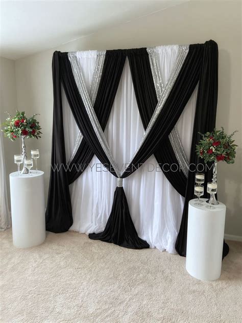 Black And Silver Backdrop Curtain Decor Decor Pipe And Drape