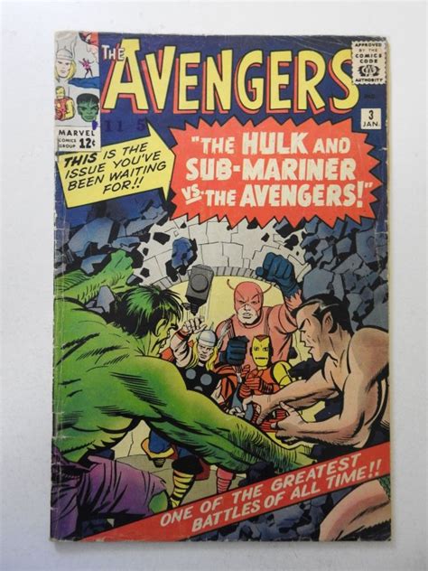 The Avengers 3 1964 Vg Condition Moisture Stain Stamp Fc Comic