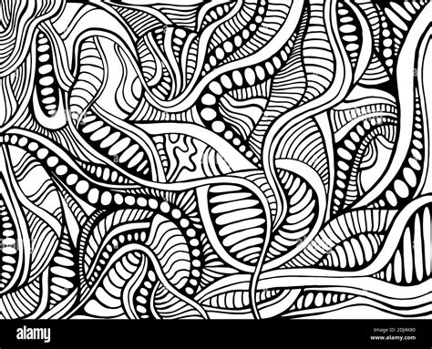 Psychedelic Abstract Doodle Style Black And White Decorative Ornament