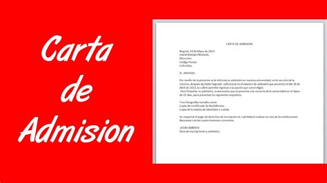 Modelo De Carta De Autorizacion Ejemplos De Cartas De Admisión A Una