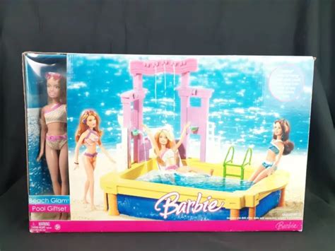Barbie Doll Glam Swimming Pool Party Play Set With Lounge Chairs Slide