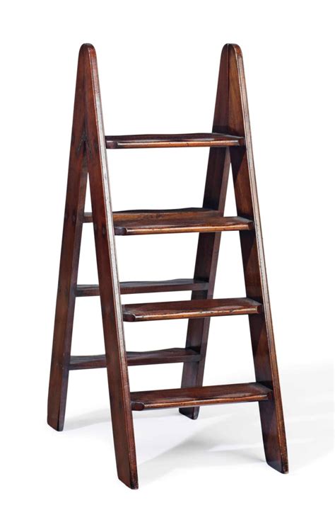 A Brass Mounted Mahogany Folding Library Ladder