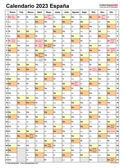 Calendario 2023 En Word Excel Y Pdf Calendarpedia