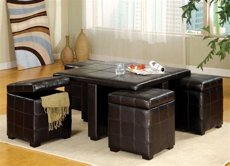 The coffee table bases can transform the space in a magic way. 36 Top Brown Leather Ottoman Coffee Tables