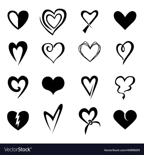 Collection Of Hearts Different Shapes Royalty Free Vector