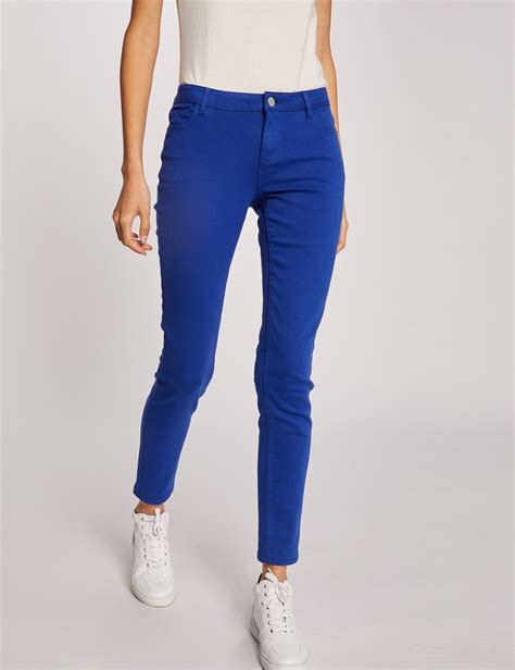 Pantalon Skinny Taille Basse Bleu Electrique Femme Morgan