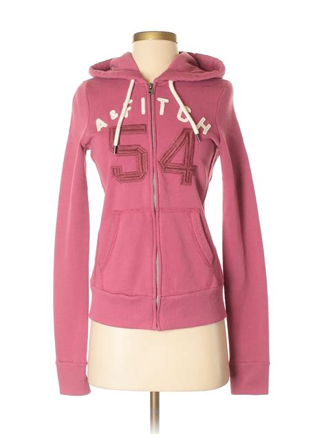 abercrombie and fitch solid pink zip up hoodie size s 97 off