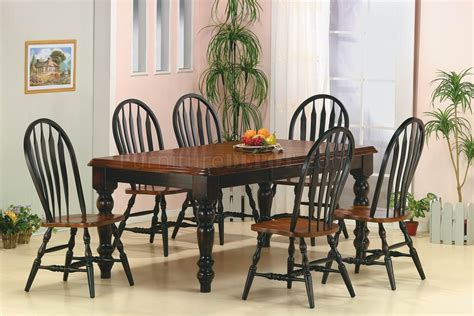 Black And Cherry Two Tone Finish Classic 5pc Dining Set Woptions