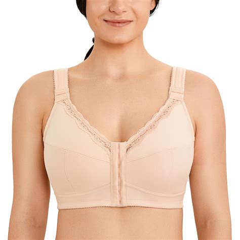 Laudine Womens Front Closure Bra Cotton Plus Size Wireless Support Posture Ebay