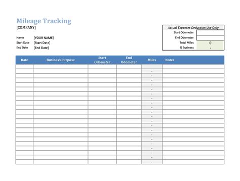 Mileage Log Templates 19 Free Printable Word Excel And Pdf Formats