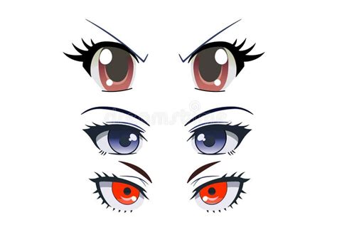 Set Of Anime Eyes On White Background Stock Illustration Illustration