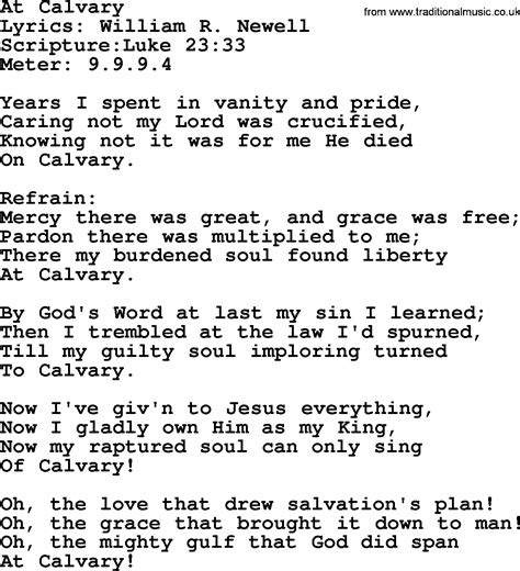 Good Old Hymns At Calvary Lyrics Sheetmusic Midi Mp Audio And PDF