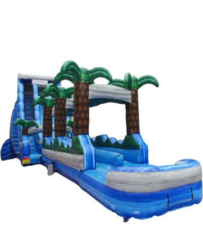 Ft Dual Lane Tropical Water Slide With Slip N Slide Attachment