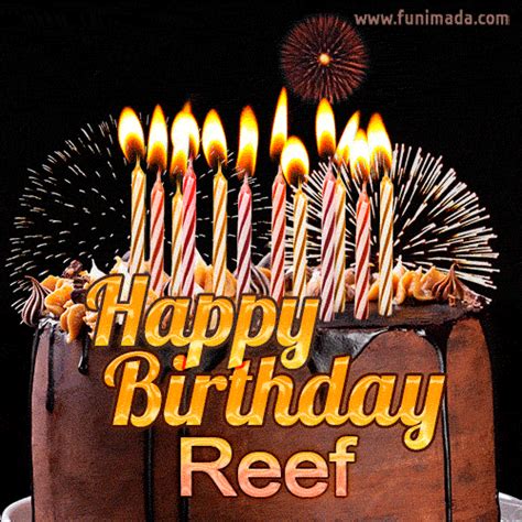 Chocolate Happy Birthday Cake For Reef GIF Funimada Com