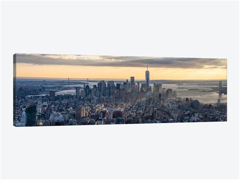 Lower Manhattan Skyline Panorama At Sunset Canvas Print Jan Becke