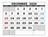 December 2020 Printable Calendar Template Excel, PDF, Image [US. Edition]