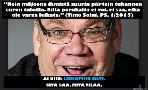 Wahlroosin mukaan maalla on oltava oma valuutta, jos sillä on mahdoton ammattiyhdistysjärjestelmä ja täydellisen toimimattomat työmarkkinat. Soini lupaa