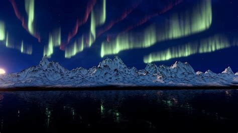 รูปภาพ Aurora Borealis ตอนกลางวัน แสงเหนือ ภูเขา ออโรร่าออสเตรเลีย
