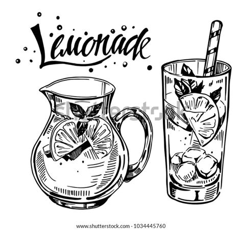 Jug Glass Lemonade Hand Drawn Vector Stock Vector Royalty Free