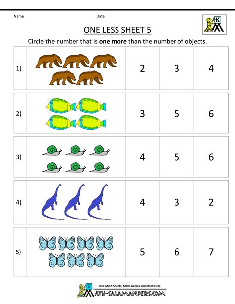 Math Worksheets On Numbers For Kindergarten