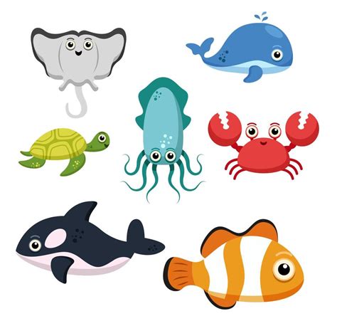 Cartoon Sea Animals Vector Art Icons And Graphics For Free Download