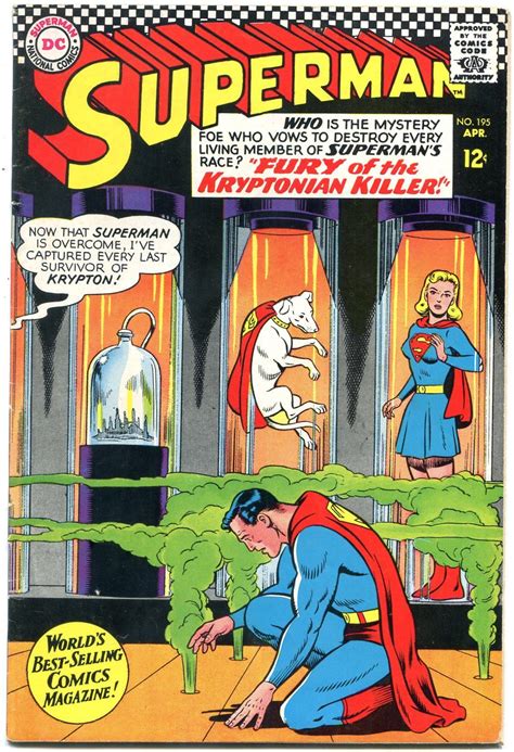 Superman 195 1967 Dc Silver Age Supergirl Krypto Fn Comic Books