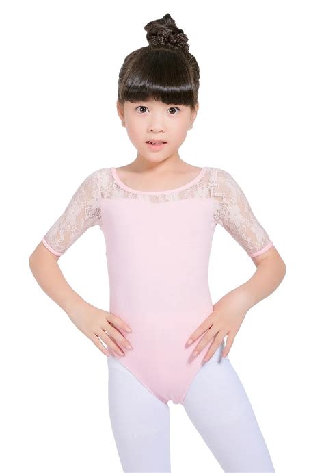 Girls Lace Short Sleeve Leotards Toddlers Children Dance Ballet