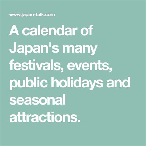 A Calendar Of Japans Many Festivals Events Public Holidays And