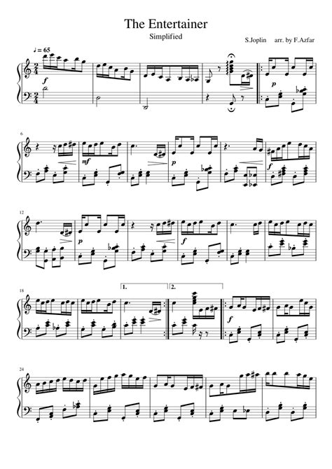 Download and print in pdf or midi free sheet music for the entertainer by scott joplin arranged by james brigham for piano (solo). The Entertainer Simplified sheet music for Piano download free in PDF or MIDI