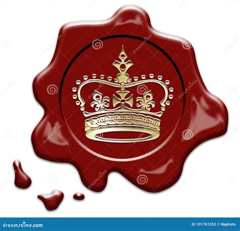 Wax Seal With Crown Stamp Vector Illustration 7632344