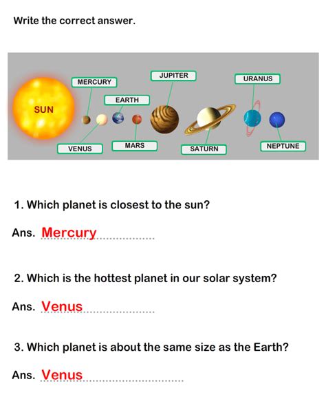 Solar System Worksheet 7 Science Worksheets Grade 1