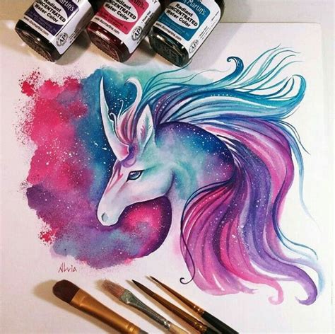 Fantastic illustrations created using pencil sketches and digital coloring. Space unicorn | Color pencil drawing, Unicorn drawing ...