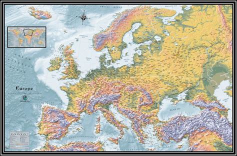 Europe Physical Wall Map By Outlook Maps Mapsales
