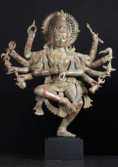 Sold Brass Dancing Shiva Statue With 10 Arms 38 81bb13 Hindu Gods