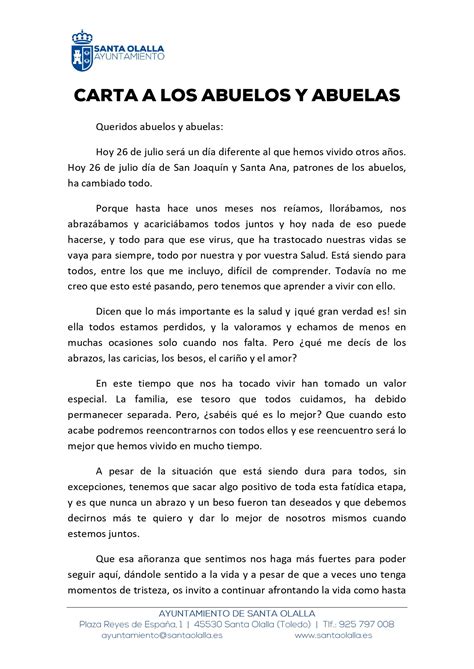 Ayuntamiento De Santa Olalla Carta A Los Abuelos En Su Día