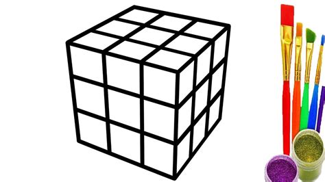 How To Draw Rubik Cube 3d For Kids Coloring Pages Learn Colors With Colo