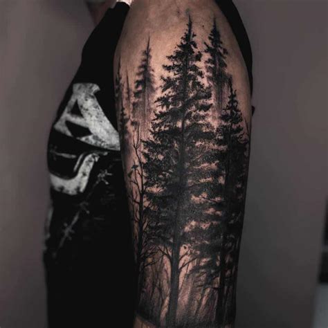 Tree Silhouette Sleeve Tattoo