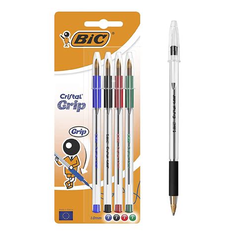 Bic Cristal Grip Ballpoint Pens Pack Of 4 Office Products