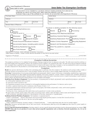 Where to find bir certificate on tax return? Fillable Online Iowa sales tax exemption certificate ...