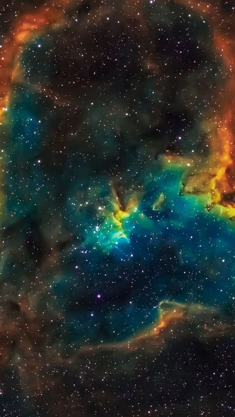 Green Yellow Orange Nebula Glow Space Galaxy Stars Sky 4k Hd Space