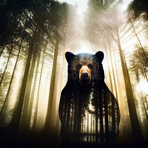Abstract Bear Background Ai Generated Bear Double Exposure Background