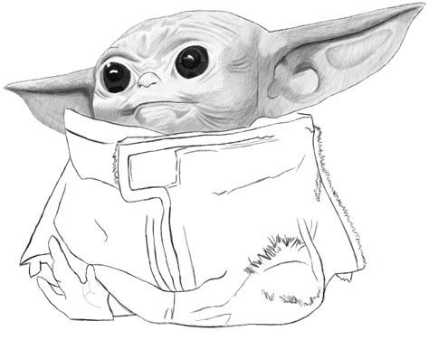 How To Draw Baby Yoda From The Mandalorian Realistic Easy Step By