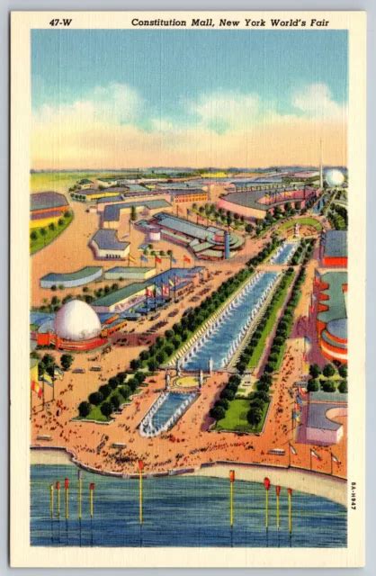 Postcard 1939 New York Worlds Fair Constitution Mall Aerial View E6 500 Picclick