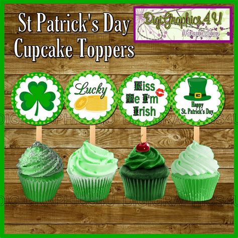 J E Haldeman St Patricks Day Cupcake Toppers 2 Inch