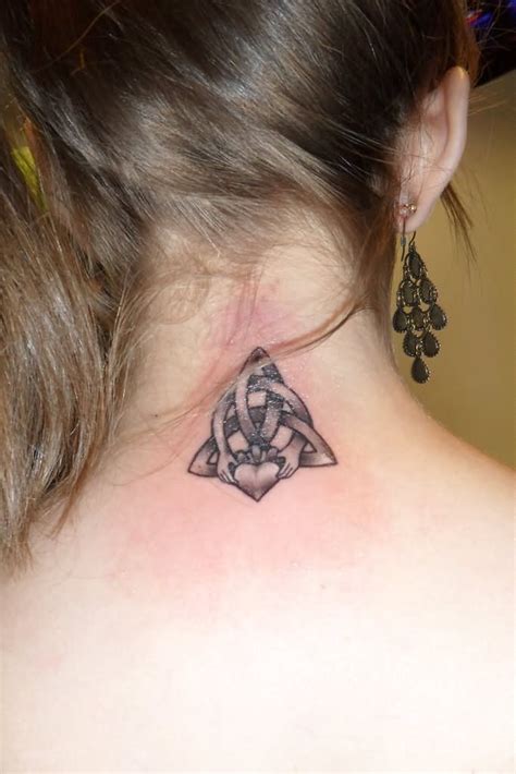 Unique Celtic Knot Tattoo On Girl Back Neck Claddagh Tattoo Knot