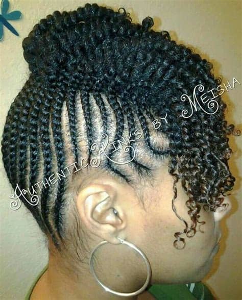To top off the desert is that the braided hairstyles for short hair tend to maintain the more natural volume unlike long hair which fall victim to the force of gravity. Cornrows natural hair | Natural hair updo