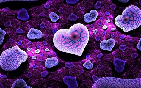 Abstract Fractal Purple Heart 3d Cg Digital Art Wallpaper 1920x1200