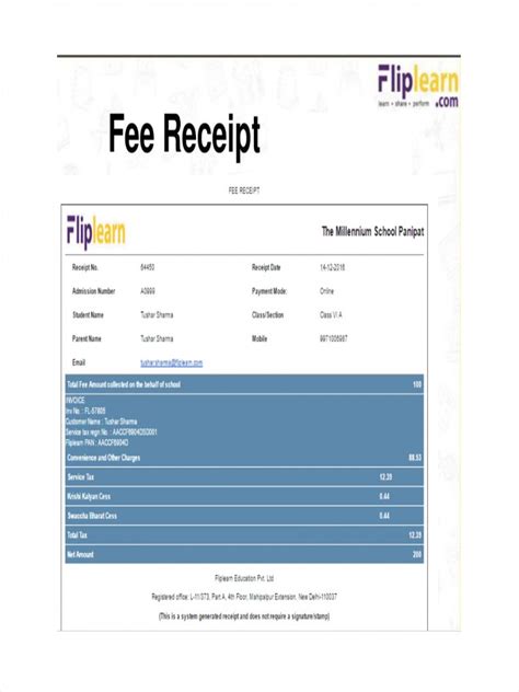 Get Our Example Of School Fee Receipt Template Receipt Template